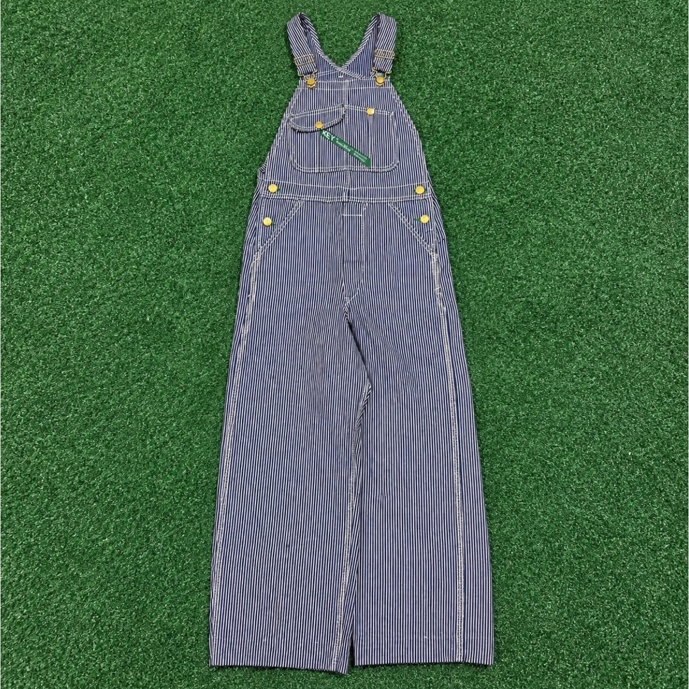 Vintage 80's Key Hickory Stripe Denim Overalls